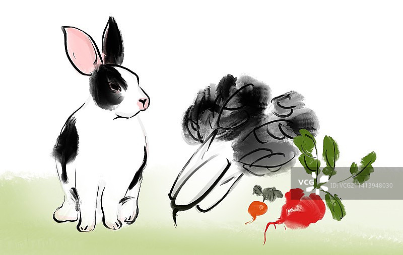 兔年农产品季节可爱年画图片素材