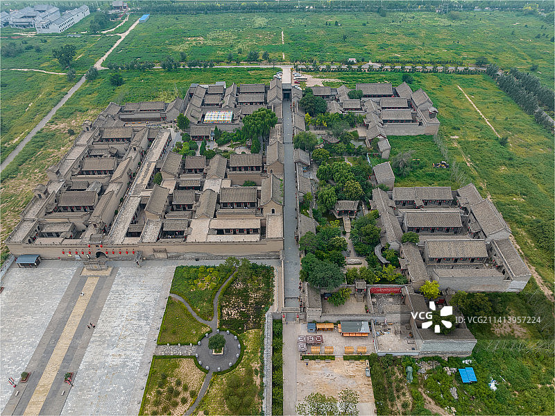 中国山西晋中乔家大院北方民居建筑航拍图片素材