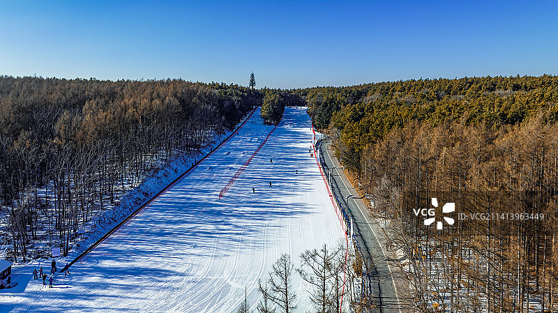 中国长春净月潭国家森林公园滑雪场景观图片素材