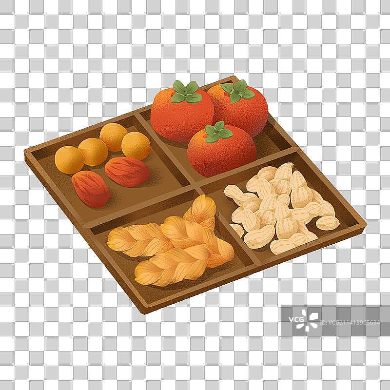 围炉煮茶元素茶盘瓜果柿子图片素材