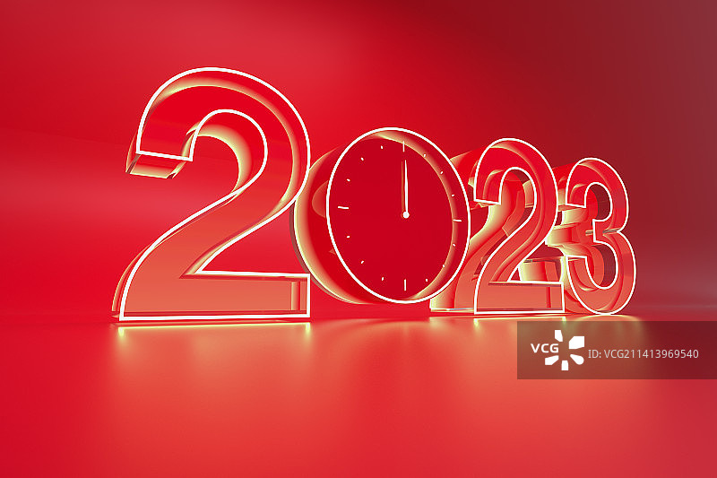 3D红色背景2023图片素材