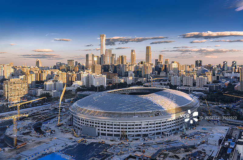 建设中的北京新工体与CBD图片素材