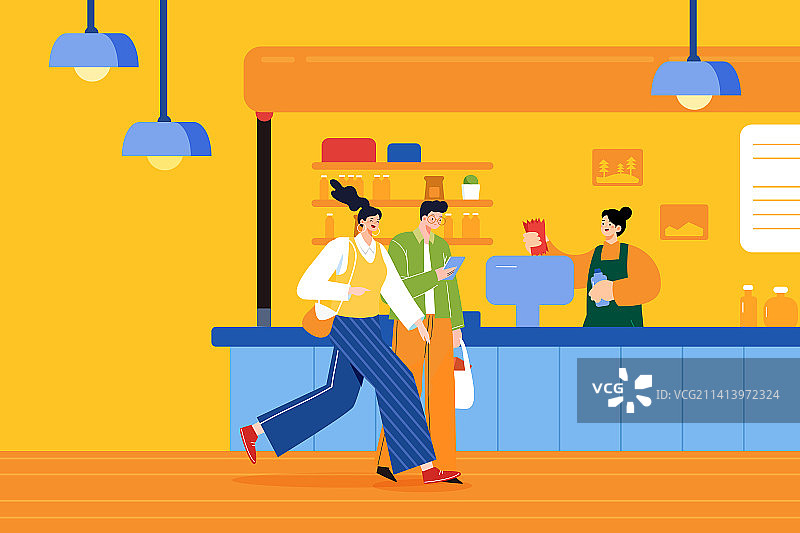 卡通美食餐饮吃饭聚餐聚会下午茶约会情侣朋友出行奶茶购物逛街饮食食品饮料购物节电商消费券渐变矢量插画图片素材