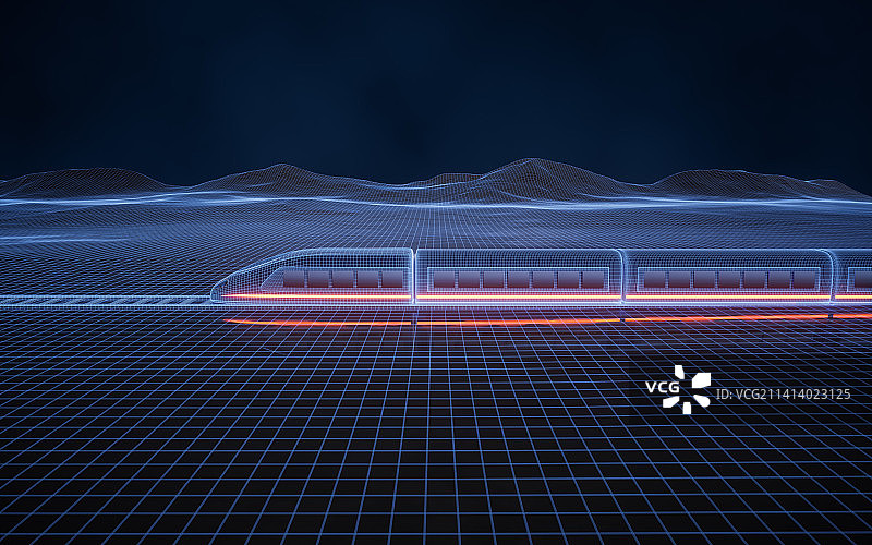 轨道列车交通运输概念3D渲染图片素材