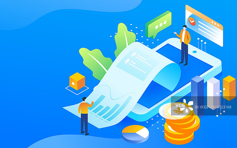 金融保险保单投资理财年度账单个税报告插画图片素材