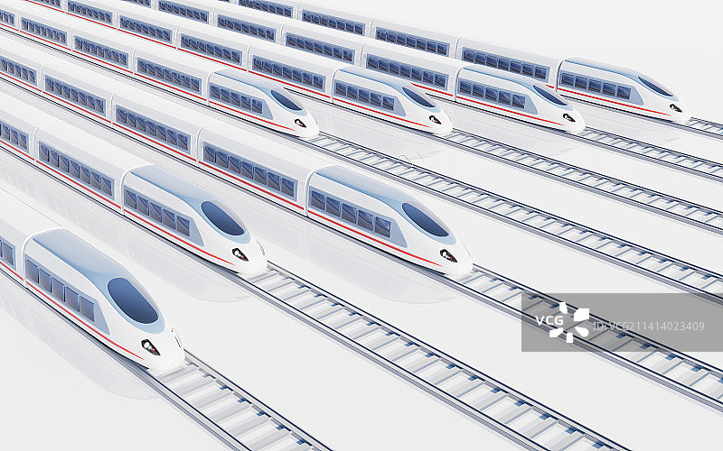 轨道列车交通运输概念3D渲染图片素材