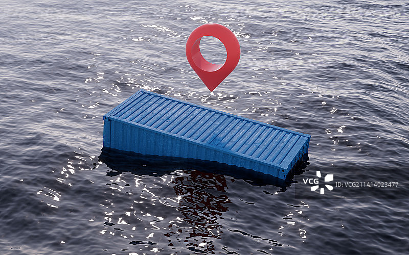海洋里漂浮的集装箱3D渲染图片素材