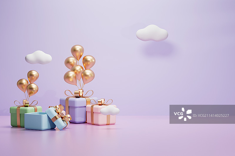 3D渲染的礼盒题材的场景图图片素材