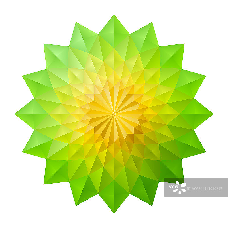 绿色和黄色3D几何花卉曼陀罗图片素材