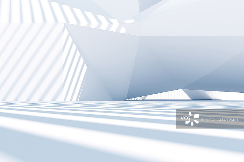 3D白色抽象几何空间背景图片素材