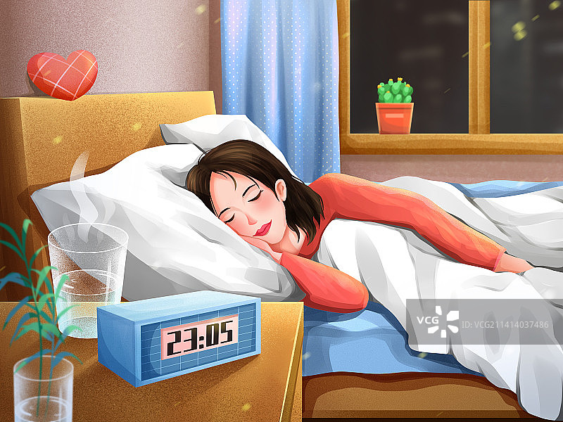 安心睡觉的人插画图片素材