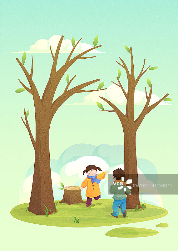 矢量清新儿童节气插画立春图片素材