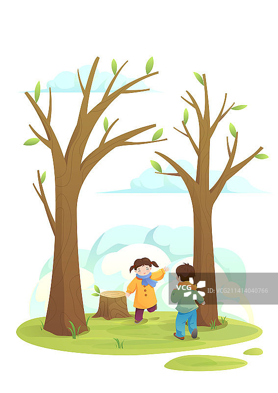 矢量清新儿童节气插画图形立春图片素材