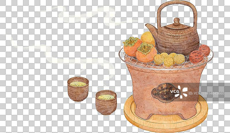 新中式国风围炉煮茶温暖小食图片素材