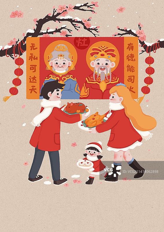 年俗正月初四迎灶神图片素材