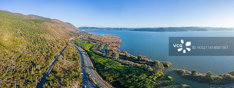 云南省红河州石屏县异龙湖沿岸风光图片素材