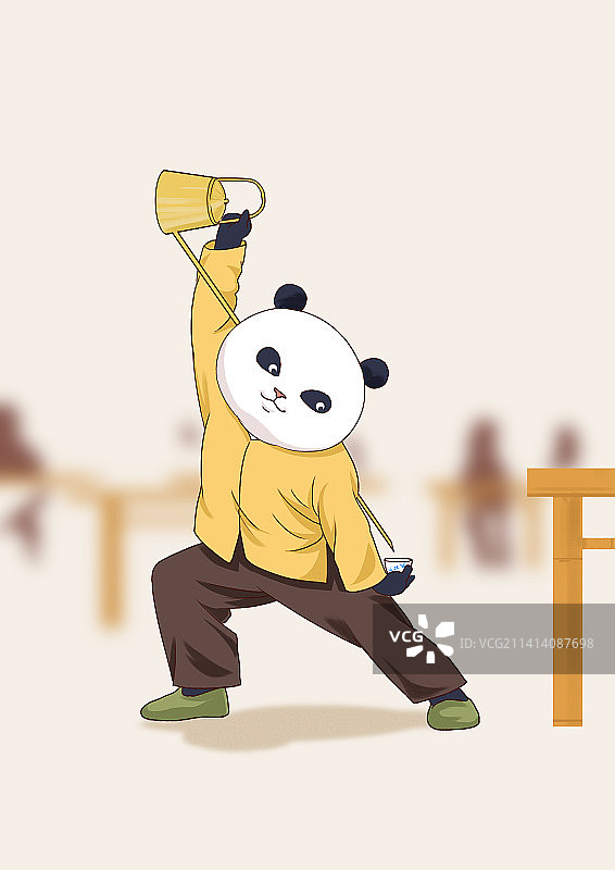 四川成都传统民间杂耍茶艺长茶壶喝茶工夫茶表演插画图片素材