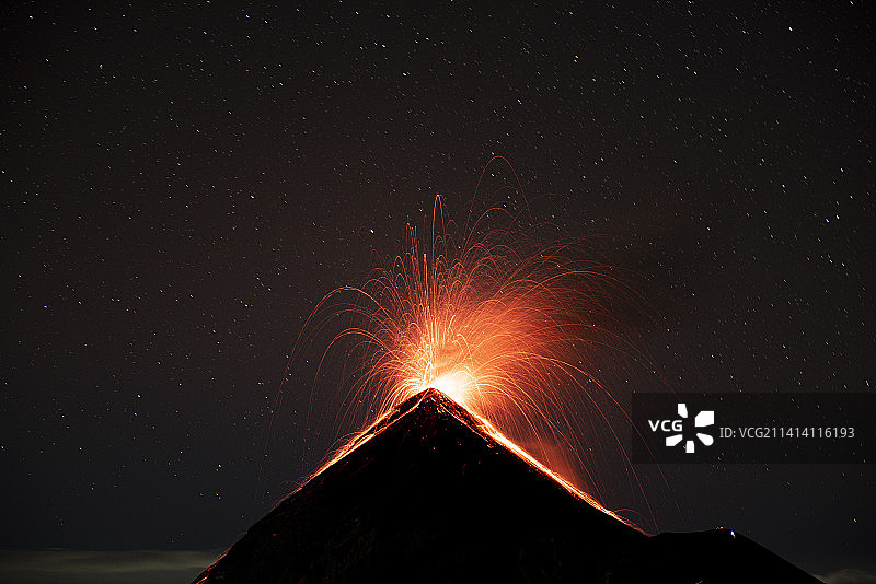 低角度拍摄：危地马拉夜空中的烟花表演图片素材
