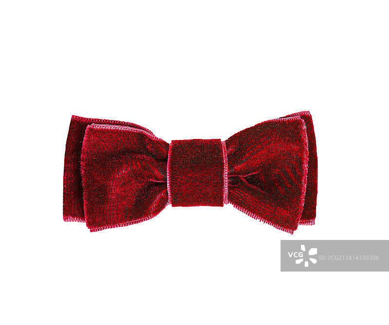 白色背景上分离的美丽红色丝绒礼品蝴蝶结图片素材