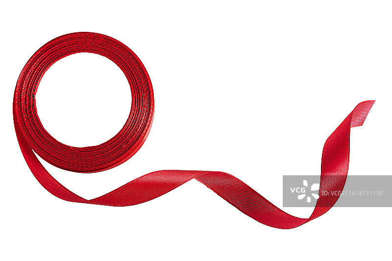 白色背景上的红色缎带图片素材