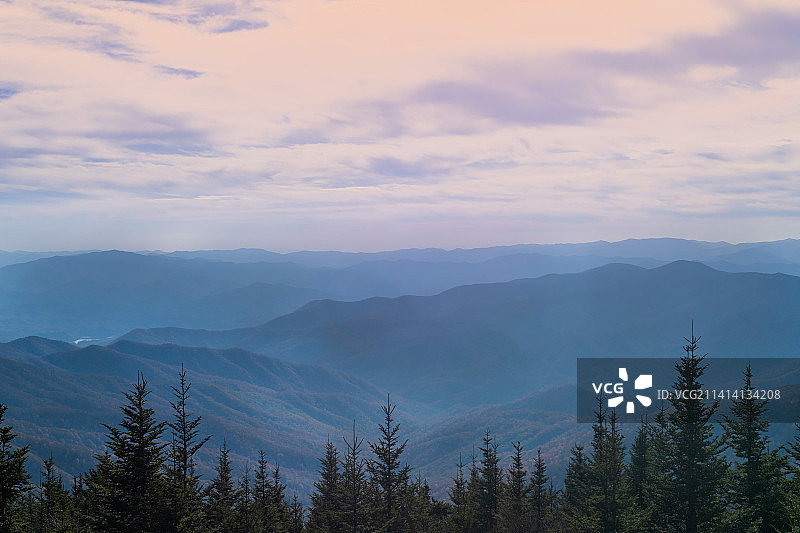 美国大雾山国家公园日落山景图片素材