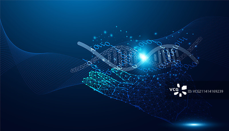 手持DNA基因编辑科学抽象背景图片素材