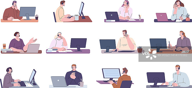 呼叫中心工作人员交流场景图片素材