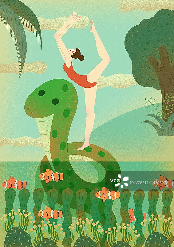 十二生肖系列插画蛇图片素材