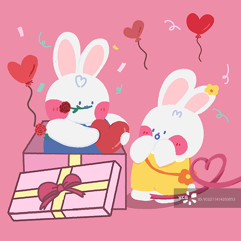 情人节情侣肉兔兔图片素材