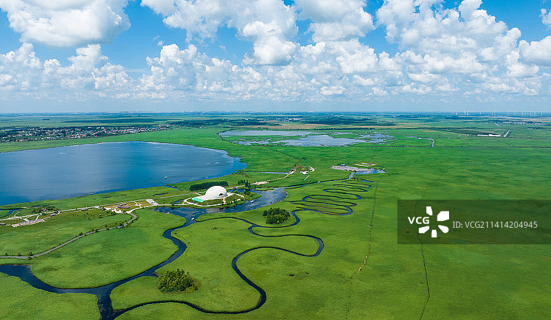 齐齐哈尔扎龙湿地航拍全景图片素材