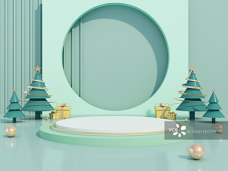 三维图形圣诞节产品展示台图片素材