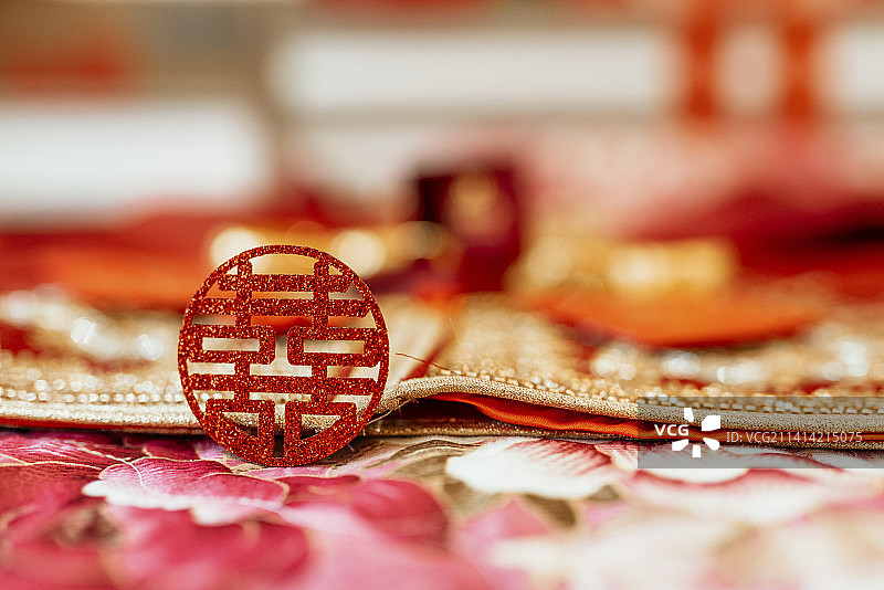 婚礼上喜字特写镜头图片素材