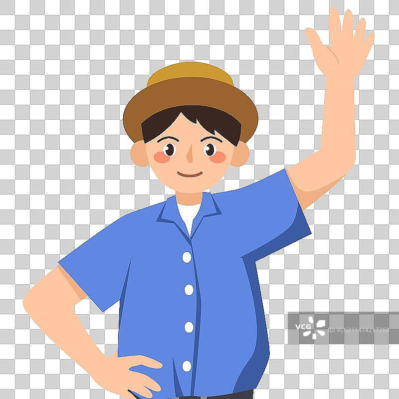 村干部村民男人招手帽子图片素材