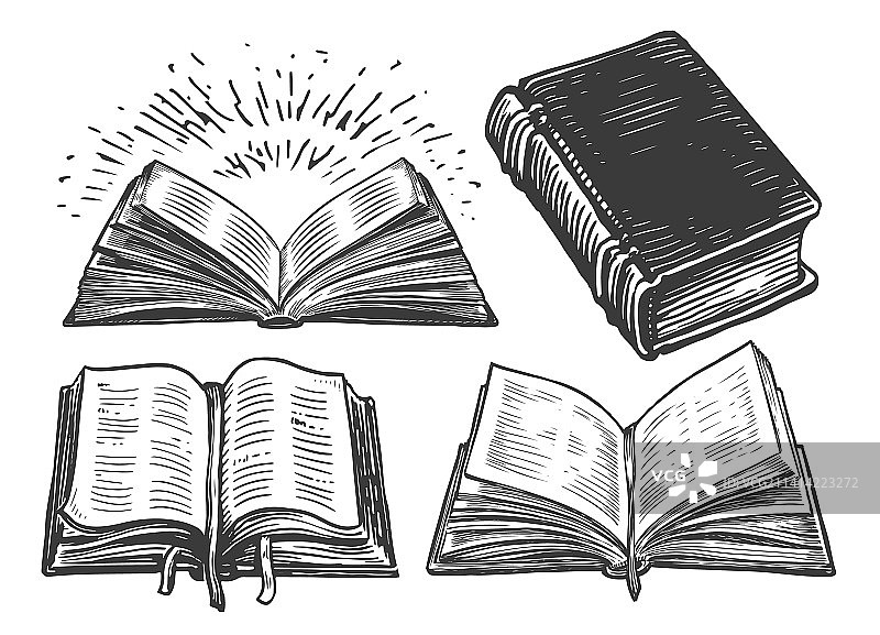 带丝带的旧式开放笔记本素描本图片素材