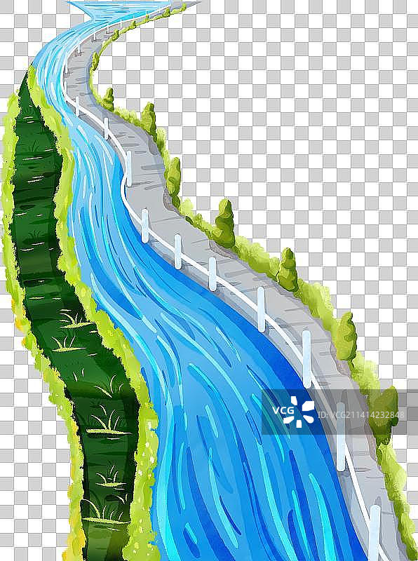 草地河流道路图片素材