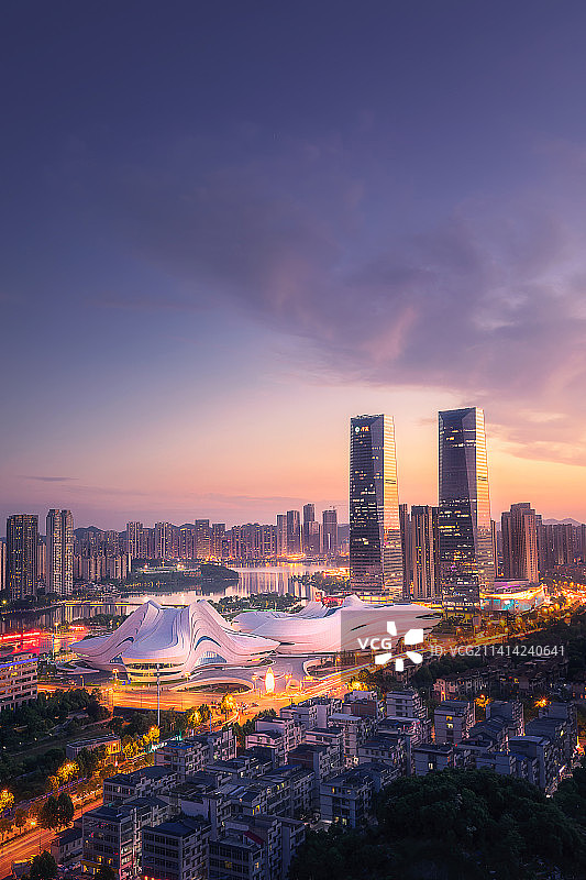 长沙梅溪湖晚霞图片素材