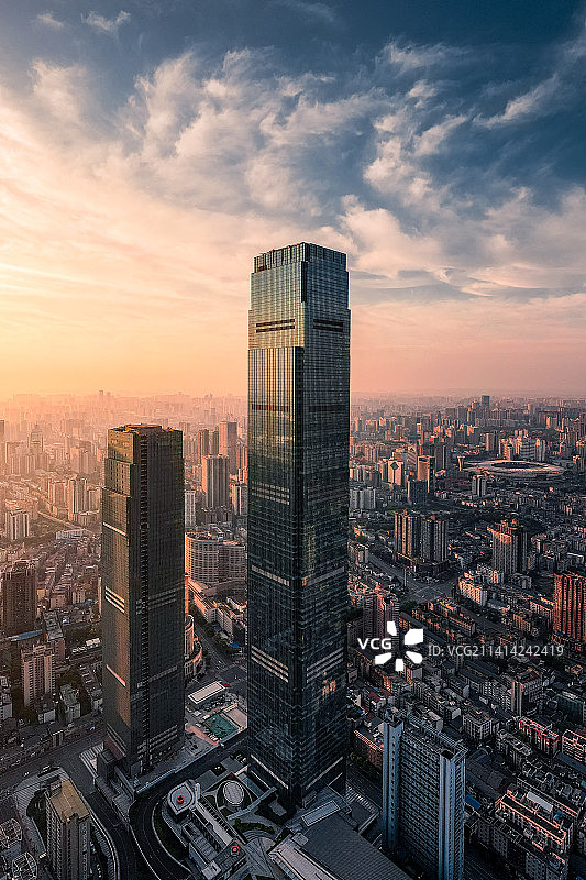 长沙城市日出风光航拍图片素材