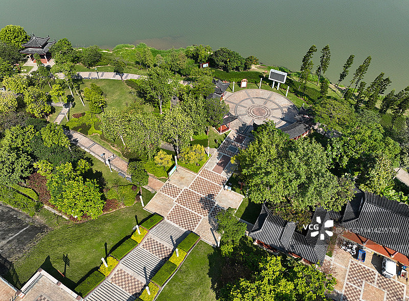 广东省惠州市惠城区红楼滩公园航拍图片素材