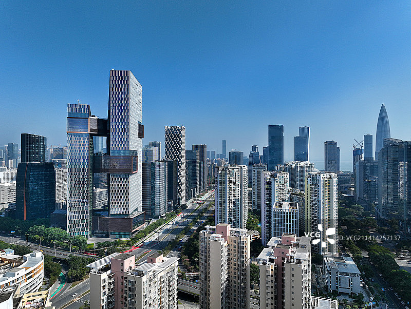 广东省深圳市南山区深圳腾讯滨海大厦滨海大道航拍图片素材