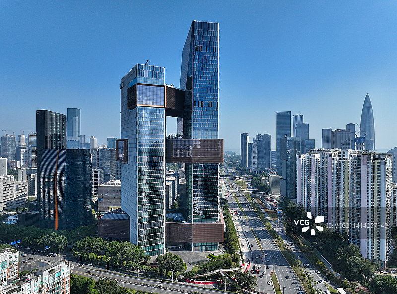 广东省深圳市南山区深圳腾讯滨海大厦滨海大道航拍图片素材