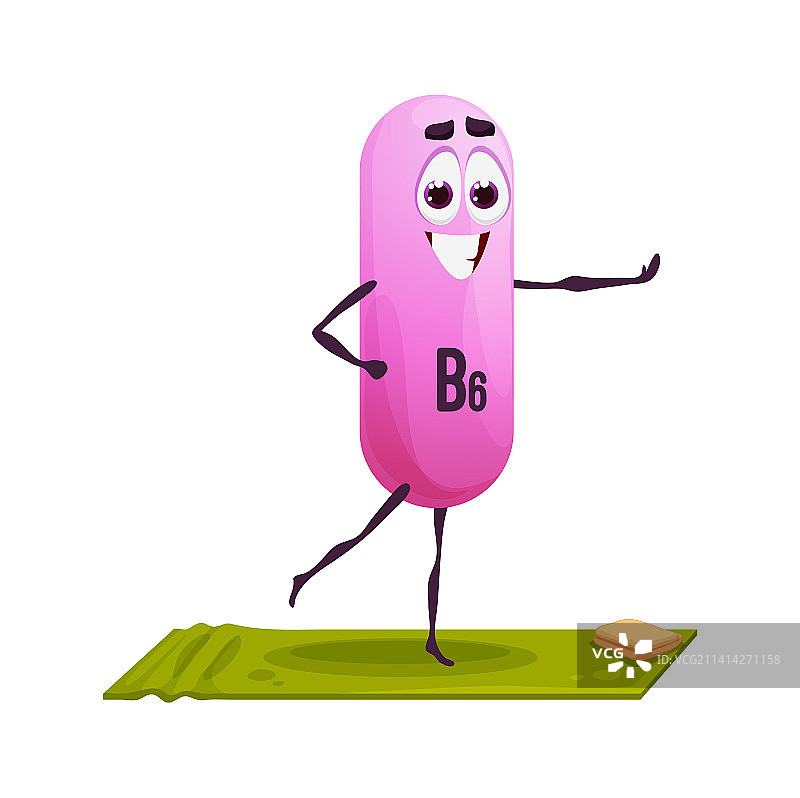 卡通维生素B6人物瑜伽健身广告图片素材