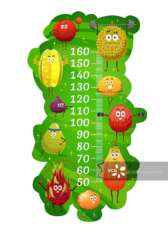 异国水果健身儿童身高图图片素材