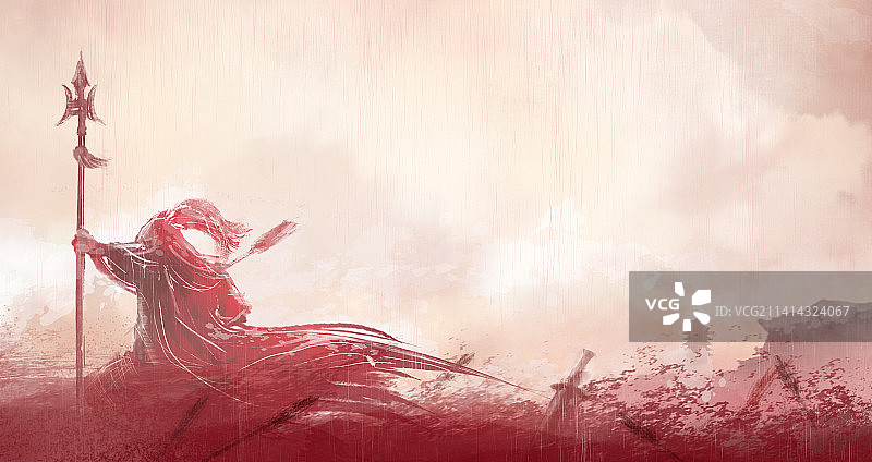 将军战死战争保家卫国的插画图片素材