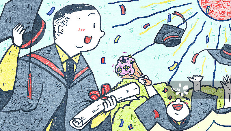 毕业季学业大学积极快乐希望手绘阳光图片素材