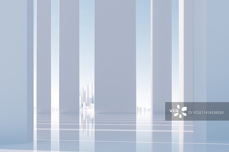 3D白色抽象几何空间背景图片素材