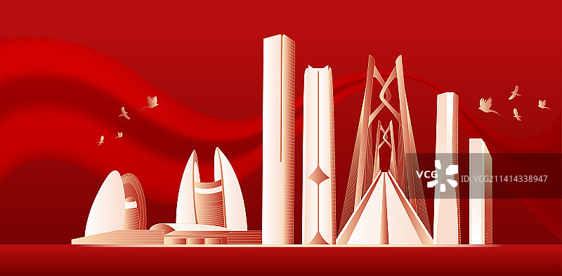 珠海城市周年庆典插画图片素材