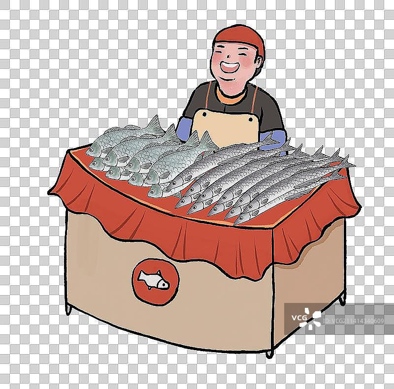 新年除夕春节年货系列鱼摊摊位腊月二十七图片素材