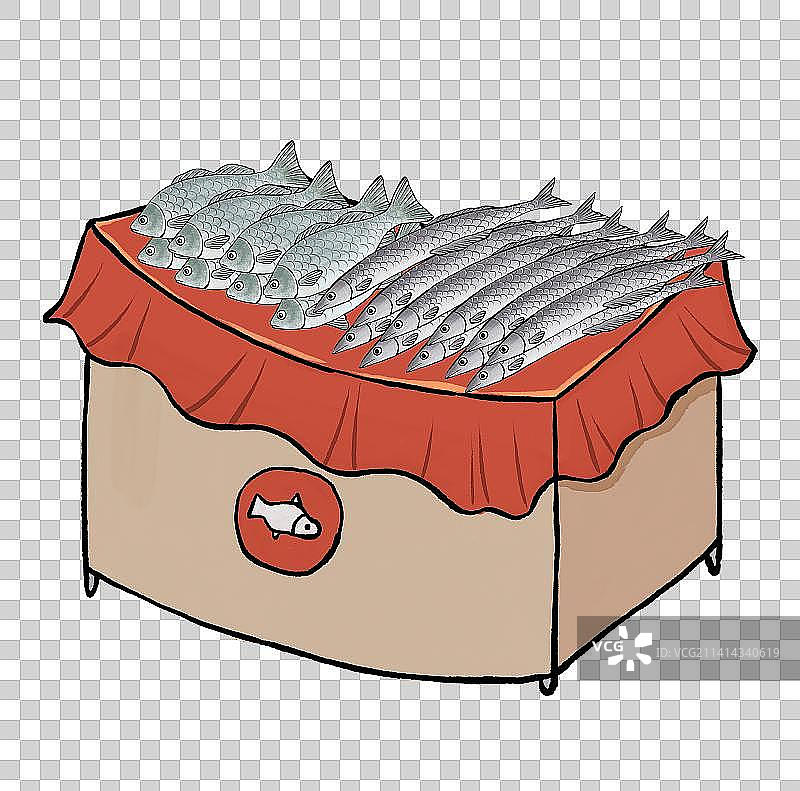 新年除夕春节年货系列鱼摊摊位腊月二十七图片素材