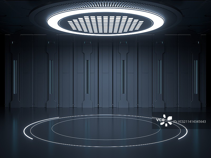 3D渲染室内科幻展示平台图片素材