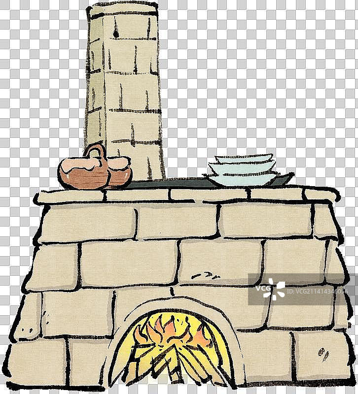 古代农村做饭用的土灶台静物元素图片素材